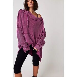 Free People One Gannet Oversized Waffle Knit Hoodie Womens Small